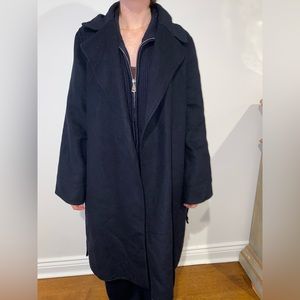 Navy Blue Wool Trench Coat